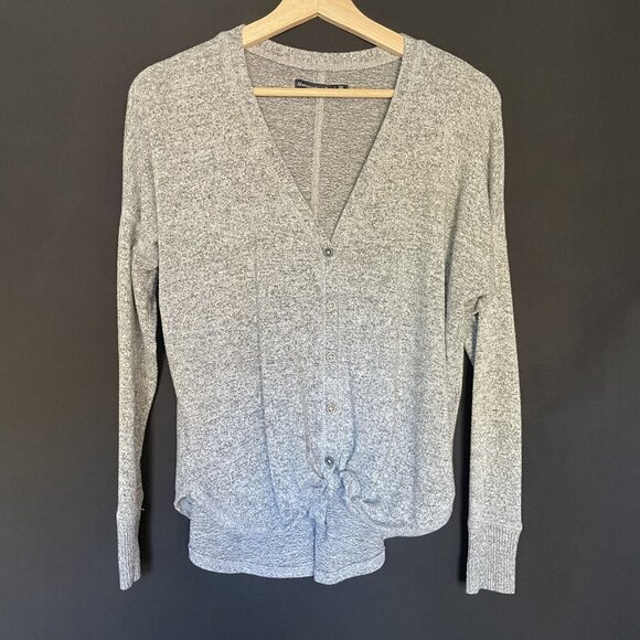 Abercrombie & Fitch gray long sleeved knit sweater v-neck tie front size XS - Picture 1 of 8